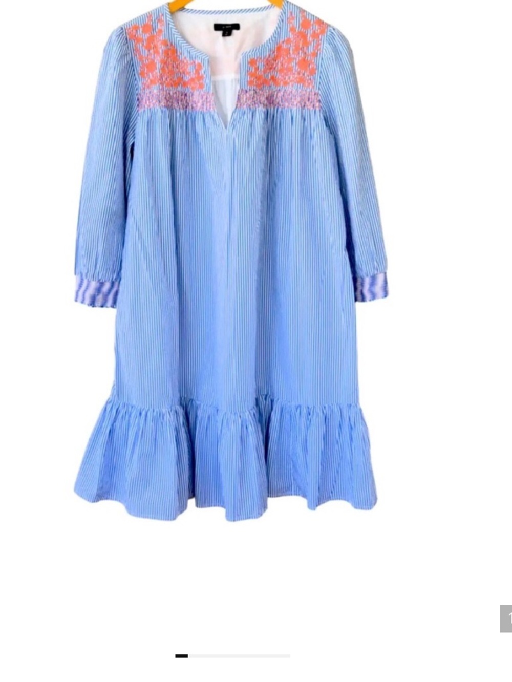J. Crew Women's Leda Embroidery Popover Dress Size XXS Stripe 100 Cotton - Picture 3 of 11